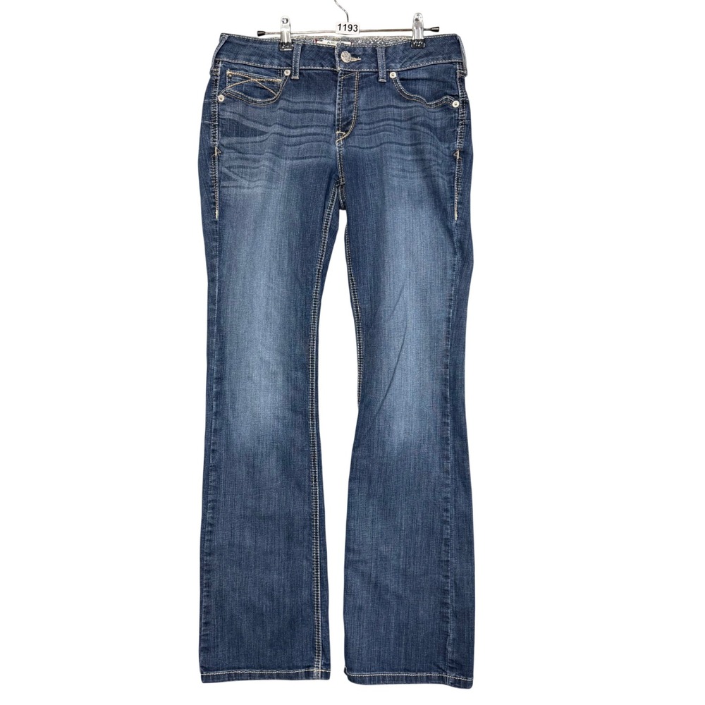 Ariat REAL Denim Jeans Womens 31L Blue Tulip Bootcut Embroidered Western